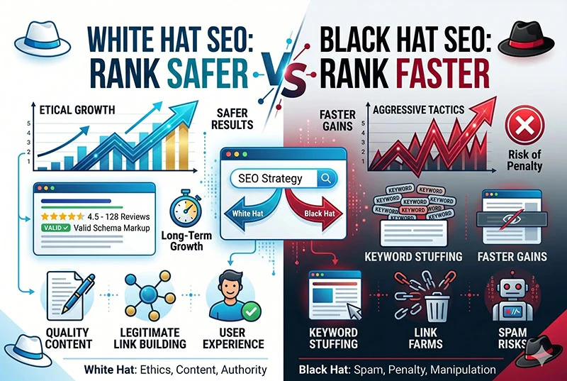 Black Hat SEO vs White Hat SEO: Rank Faster or Rank Safer?